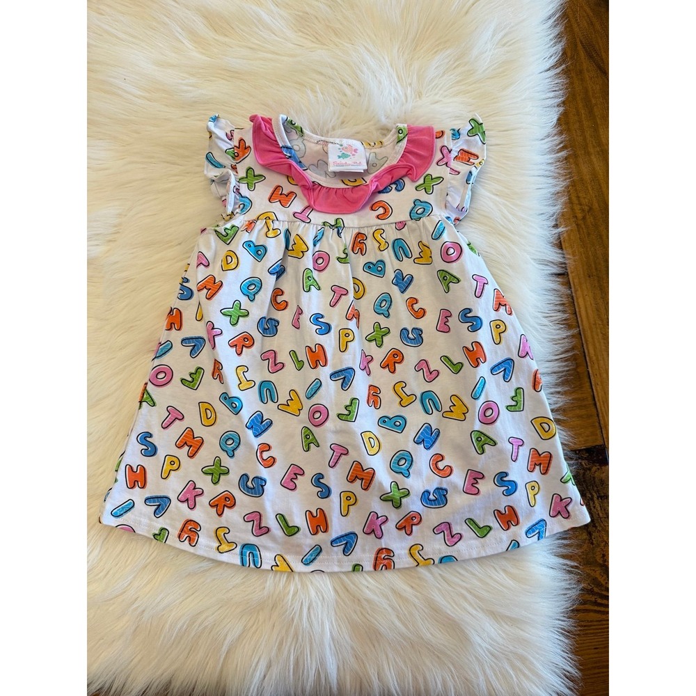 Stitchy Fish Alphabet dress size 24m EUC